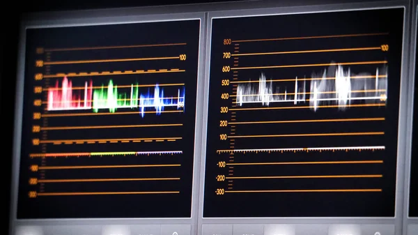 Rozmazané Obrazy Telecine Řadič Počítače Monitor Který Uvedeno Nebo Ukázaly — Stock fotografie