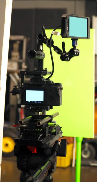 Studio Üretim Vdo Kamera Arkasında Çekim Veya Yeşil Ekran Arka — Stok fotoğraf