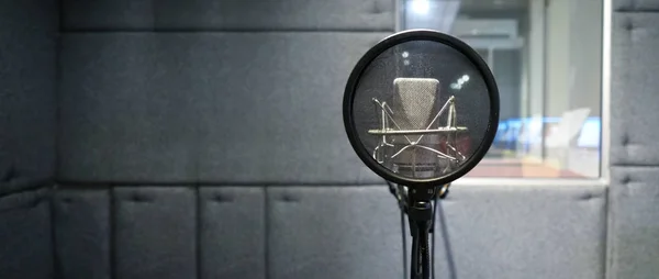 Μικρόφωνο Στούντιο Μικρόφωνο Για Ηχογράφηση Για Φωνητικό Τραγουδιστή Εμπορικό Εκφωνητή — Φωτογραφία Αρχείου