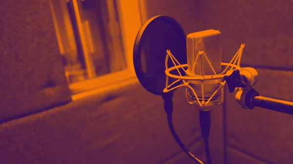 Studiový mikrofon se rázovým přípojním filtrem — Stock fotografie