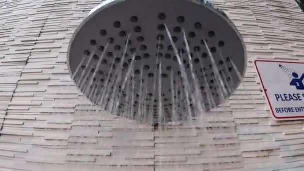 Handheld pov angle video shot of shower with rainshower head — Stockvideo