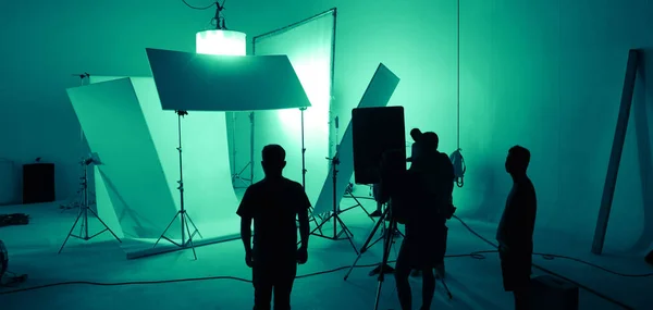 Shooting Studio Photographer Creative Art Director Production Crew Team Setting — Stock Photo, Image