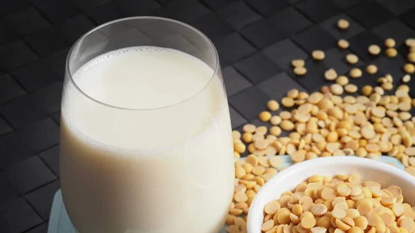 Крупным Планом Изображения Дома Сделаны Здоровый Напиток Соевого Молока Сахара — стоковое фото