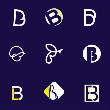 Mektup logo tasarım şablonu öğeleri koleksiyonu vektör mektup B logo ayarla