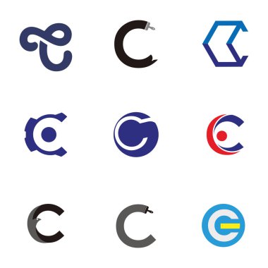 Mektup logo tasarım şablonu öğeleri koleksiyonu vektör harfi C logo ayarla