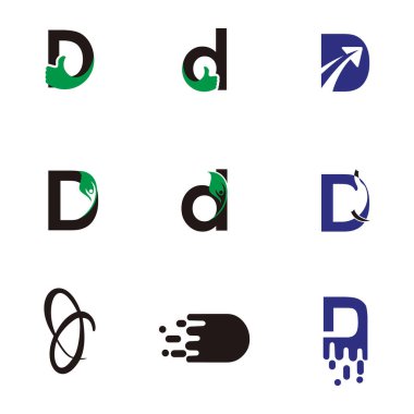 Mektup logo tasarım şablonu öğeleri koleksiyonu vektör mektup D logosunun ayarla