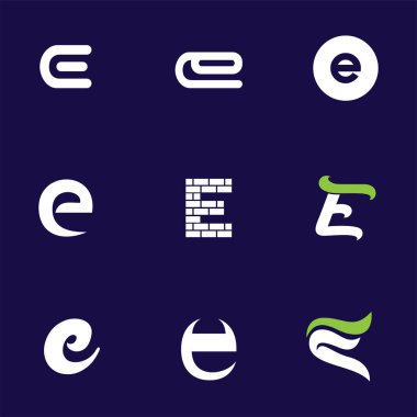 Mektup logo tasarım şablonu öğeleri koleksiyonu vektör mektup E logo ayarla