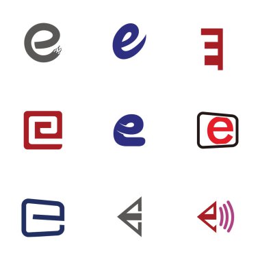 Mektup logo tasarım şablonu öğeleri koleksiyonu vektör mektup E logo ayarla