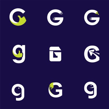 Mektup logo tasarım şablonu öğeleri koleksiyonu vektör mektup G logosunun ayarla