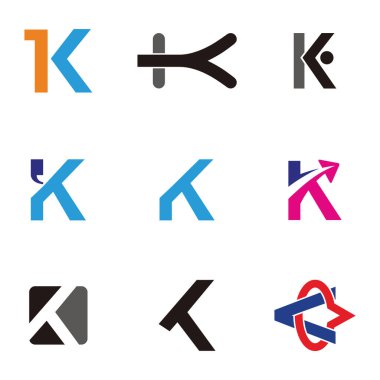 Mektup logo tasarım şablonu öğeleri koleksiyonu vektör mektup K logosunun ayarla