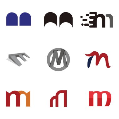 Mektup logo tasarım şablonu öğeleri koleksiyonu vektör mektup M logosu ayarla