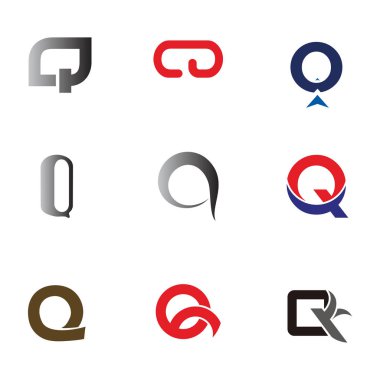 Mektup logo tasarım şablonu öğeleri koleksiyonu vektör harf Q logosunun ayarla