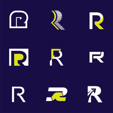 Mektup logo tasarım şablonu öğeleri koleksiyonu vektör harf R logosunun ayarla