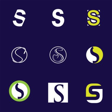 Mektup logo tasarım şablonu öğeleri koleksiyonu vektör mektup S logosu ayarla