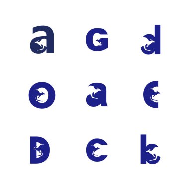 Alfabe harfleri kanguru logo öğe ile ayarlayın. Kurumsal marka kimliğini tasarım şablonu. Hayvan harfler koleksiyonu. Vektör çizim