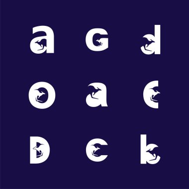 Alfabe harfleri kanguru tasarım öğesi ile ayarlayın. Kurumsal marka kimliğini tasarım şablonu. Hayvan harfler koleksiyonu. Vektör çizim