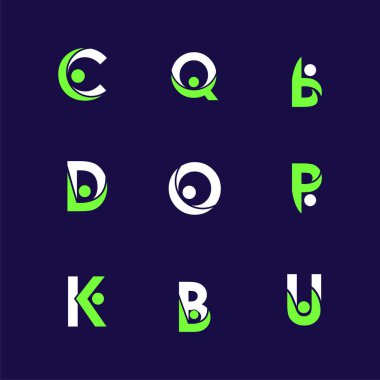 Alfabe harfleri soyut insanlar tasarım öğesi ile ayarlayın. Kurumsal marka kimliğini tasarım şablonu. İnsanlar mektuplar koleksiyonu. Vektör çizim