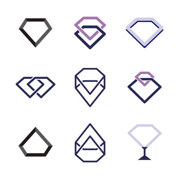 Diamond Set Logo Element Шаблон Фирменного Стиля Бренда Коллекция Алмазного — стоковый вектор
