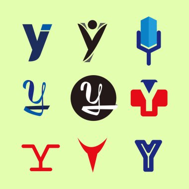 Alfabe harf Y Logo öğe ayarlayın. Y harfi koleksiyonu.