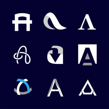 Alfabe harfleri A Logo öğe ayarlayın. Bir mektup koleksiyon vektör şablonu