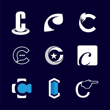 Alfabe harfleri C Logo öğe ayarlayın. C harfi koleksiyonu vektör şablonu