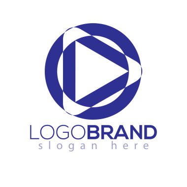 Daire oynamak soyut Logo vektör öğesi. Müzik Logo şablonu