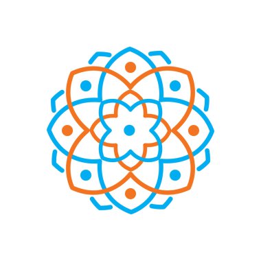 Line mandala çiçek daire logo vektör öğesi. çiçek logo şablonu