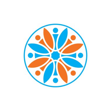 İnsanlar çiçek daire logo vektör öğesi. çiçek logo şablonu