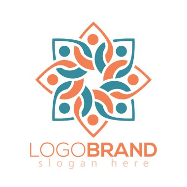 İnsanlar çiçek daire logo vektör öğesi. çiçek logo şablonu