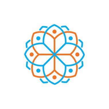 Line mandala çiçek daire logo vektör öğesi. çiçek logo şablonu