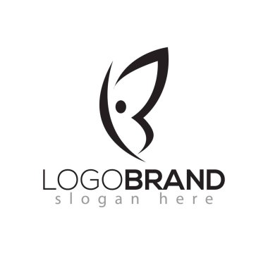 B harfi ile kelebek Spa Logo vektör öğesi. Soyut hat logosu