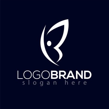 B harfi ile kelebek Spa Logo vektör öğesi. Soyut hat logosu