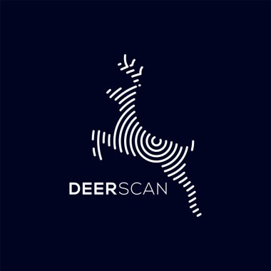 Geyik tarama teknolojisi Logo vektör öğesi. Hayvan teknoloji Logo şablonu