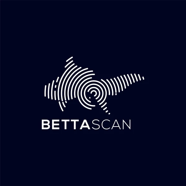 Betta Fish Scan Technology Logo Vector Elemento Modelo Logotipo Tecnologia —  Vetores de Stock