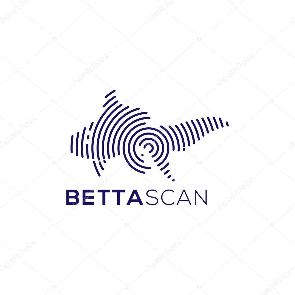 Betta fish Scan Technology Logo vector Element. Animal Technology Logo Template