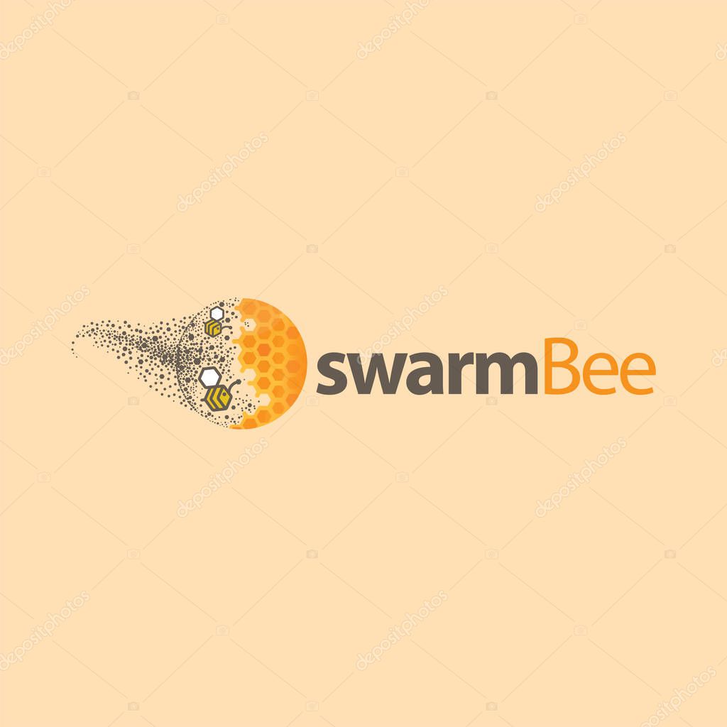 Swarm bee logo vector element. bee vector template