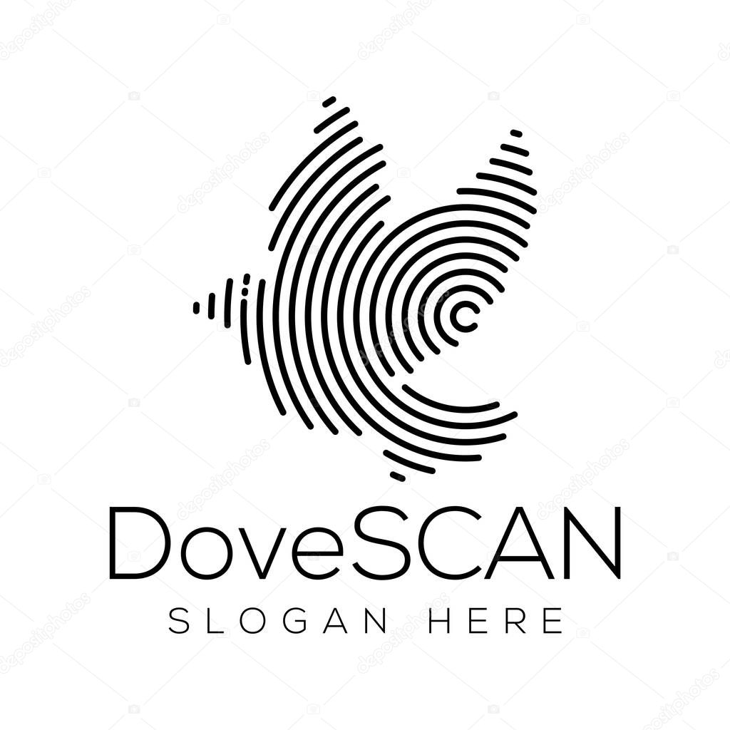 Dove Scan technology logo vector element. Animal Technology Logo template