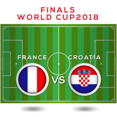 Futbol Dünya Şampiyonası Fransa vs Hırvatistan. Vektör çizim