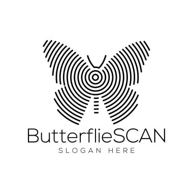 butterflies Scan Technology Logo vector Element. Animal Technology Logo Template clipart
