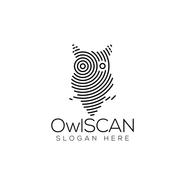 Owl Scan Technology Logo Vector Element Plantilla Logotipo Tecnología Animal — Vector de stock