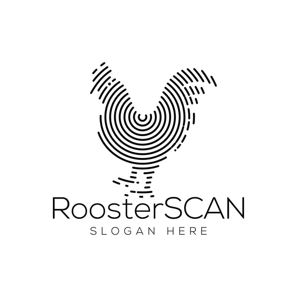 Rooster Scan Technology Logo Vector Element Animal Technology Logo Template — Stock Vector