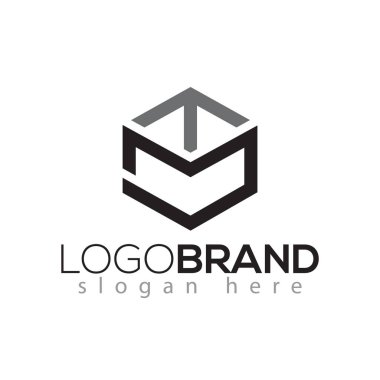 M T S mektup kutusu line Logo vektör öğesi ile ilk. Kutu Logo şablonu