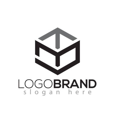 M T S mektup kutusu line Logo vektör öğesi ile ilk. Kutu Logo şablonu