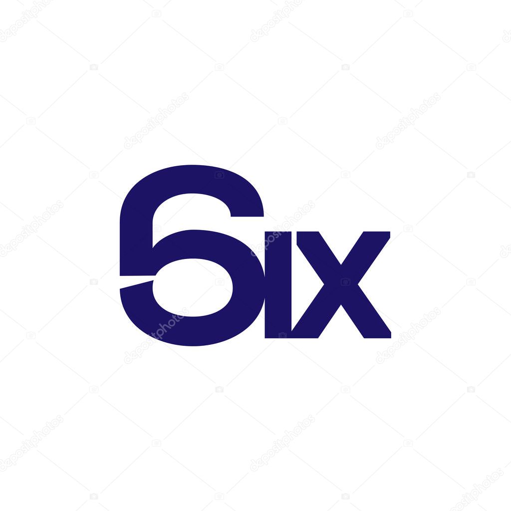 Six text logo vector template. Number logo text element