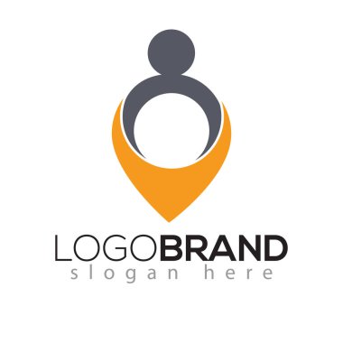 PIN insanlar logo vektör öğesi. PIN konumu logo şablonu