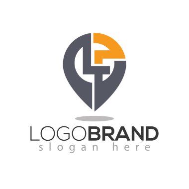 PIN logo vektör öğesi L F ilk harfi. PIN konumu logo şablonu