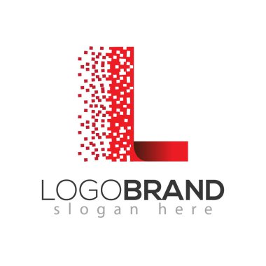 L harfi veri teknik logo kavramı. mektup veri vektör şablonu ile