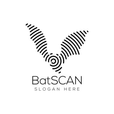 Tarama teknolojisi Logo vektör öğesi yarasa. Hayvan teknoloji Logo şablonu