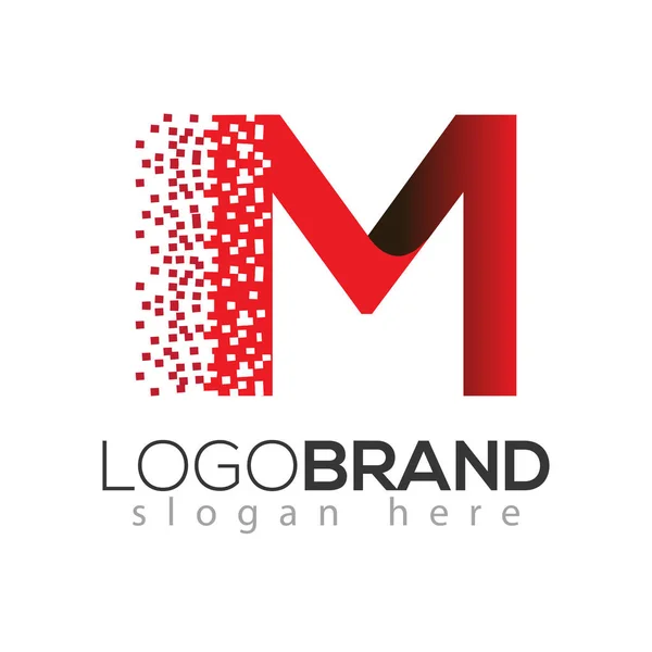 M harfi veri teknik logo kavramı. mektup veri vektör şablonu ile