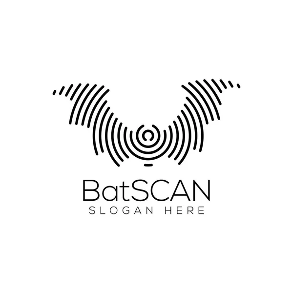 Bat Scan Technology Logo Vector Element Plantilla Logotipo Tecnología Animal — Vector de stock